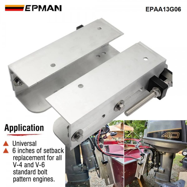 EPMAN 6" Set Back Jack Plate Power Lift Outboard Boat Motor Adjustable Aluminum Jack Plate EPAA13G06