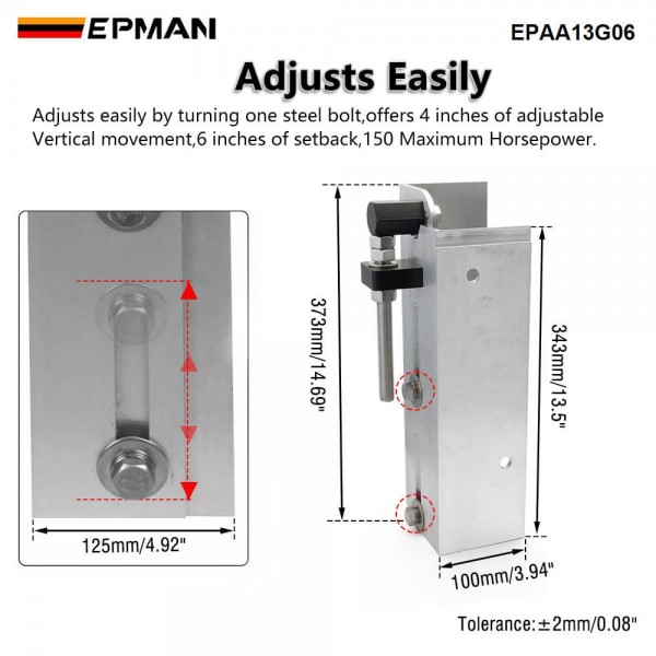 EPMAN 6" Set Back Jack Plate Power Lift Outboard Boat Motor Adjustable Aluminum Jack Plate EPAA13G06