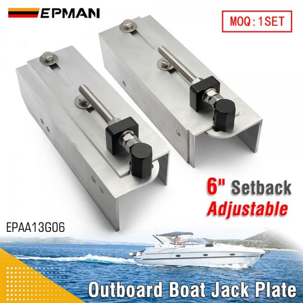EPMAN 6" Set Back Jack Plate Power Lift Outboard Boat Motor Adjustable Aluminum Jack Plate EPAA13G06