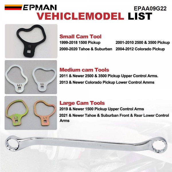 EPMAN 41620 Camber Kit Compatible with The Control Arms Cams of General Motors with 21mm/24mm Wrench EPAA09G22 EPMAN 41620 Camber Kit Compatible with The Control Arms Cams of General Motors with 21mm/24mm Wrench EPAA09G22