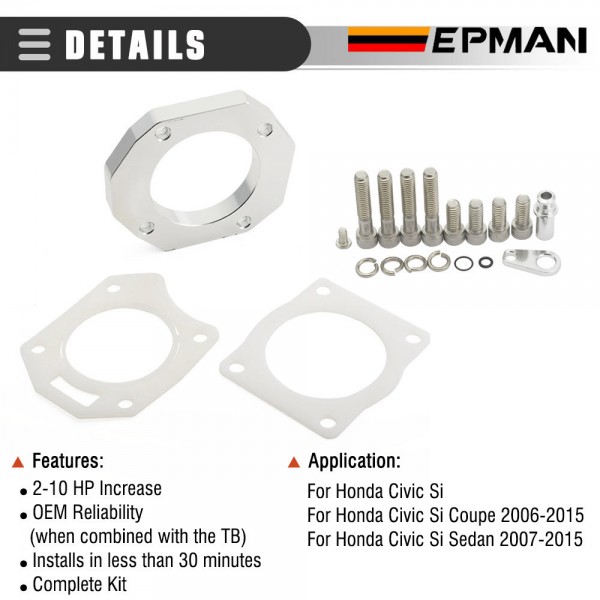 EPMAN K Series K20 K24 Throttle Body Adapter For Honda RBC 06-15 Civic Si K Swap ZDX EPAA01G180 EPMAN K Series K20 K24 Throttle Body Adapter For Honda RBC 06-15 Civic Si K Swap ZDX EPAA01G180