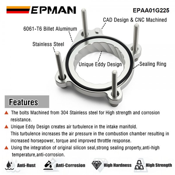 EPMAN Air Intake Throttle Body Spacer for Subaru BRZ Scion FR-S Toyota GT86 FT86 2.0L 2012-2017 Intake Manifold EPAA01G225 EPMAN Air Intake Throttle Body Spacer for Subaru BRZ Scion FR-S Toyota GT86 FT86 2.0L 2012-2017 Intake Manifold EPAA01G225