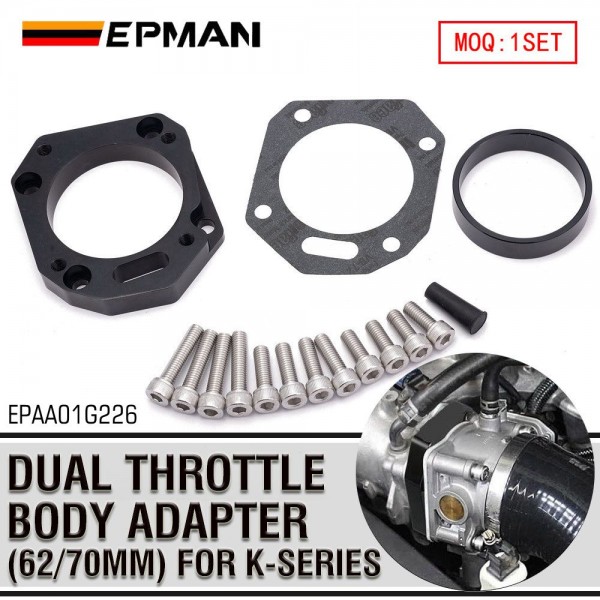 EPMAN RBC / RRC Dual Throttle Body Adapter (62/70mm) For K-Series K20 K24 Performance Intake Manifold EPAA01G226 EPMAN RBC / RRC Dual Throttle Body Adapter (62/70mm) For K-Series K20 K24 Performance Intake Manifold EPAA01G226