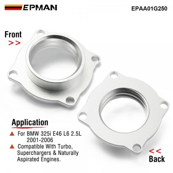 EPMAN Billet Aluminum Throttle Body Spacer Fit BMW 325i E46 L6 2.5L 2001-2006 Intake Manifold EPAA01G250 EPMAN Billet Aluminum Throttle Body Spacer Fit BMW 325i E46 L6 2.5L 2001-2006 Intake Manifold EPAA01G250
