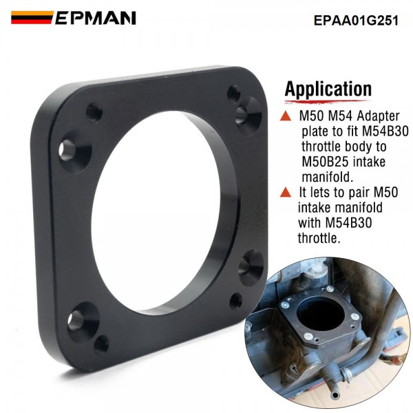 EPMAN Intake Manifold M50 M54 Throttle Body Adapter Plate Kit For BMW M54B30 To M50B25 EPAA01G251 EPMAN Intake Manifold M50 M54 Throttle Body Adapter Plate Kit For BMW M54B30 To M50B25 EPAA01G251