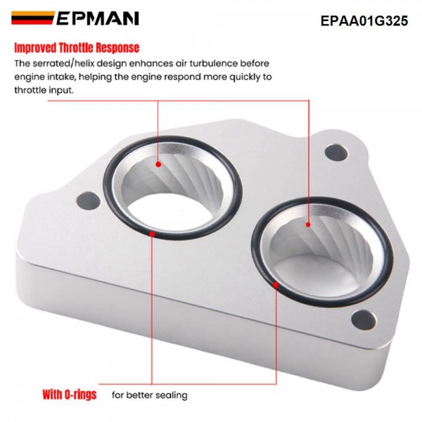 EPMAN CNC Billet Aluminum Throttle Body Spacer for Chevy GMC 4.3L 5.0L 5.7L 1988-1995 - Helix Design Performance Upgrade EPAA01G325