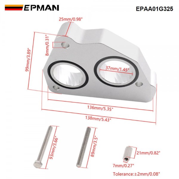 EPMAN CNC Billet Aluminum Throttle Body Spacer for Chevy GMC 4.3L 5.0L 5.7L 1988-1995 - Helix Design Performance Upgrade EPAA01G325