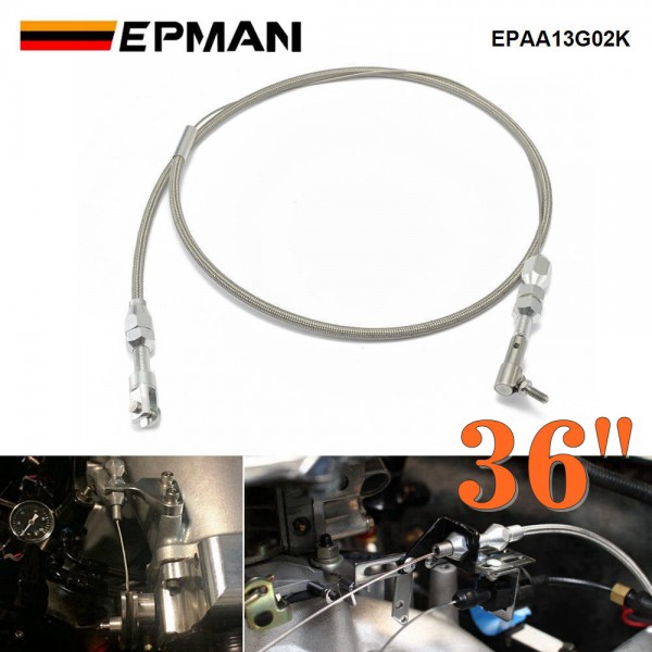 EPMAN 36 Inch Universal Throttle Cable Stainless Steel Braided Throttle Gas Cable Compatible Wire EPAA13G02K EPMAN 36 Inch Universal Throttle Cable Stainless Steel Braided Throttle Gas Cable Compatible Wire EPAA13G02K