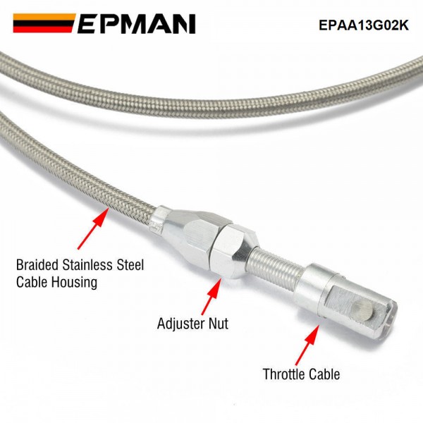 EPMAN 36 Inch Universal Throttle Cable Stainless Steel Braided Throttle Gas Cable Compatible Wire EPAA13G02K EPMAN 36 Inch Universal Throttle Cable Stainless Steel Braided Throttle Gas Cable Compatible Wire EPAA13G02K
