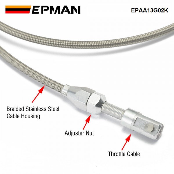 EPMAN 36 Inch Universal Throttle Cable Stainless Steel Braided Throttle Gas Cable Compatible Wire EPAA13G02K