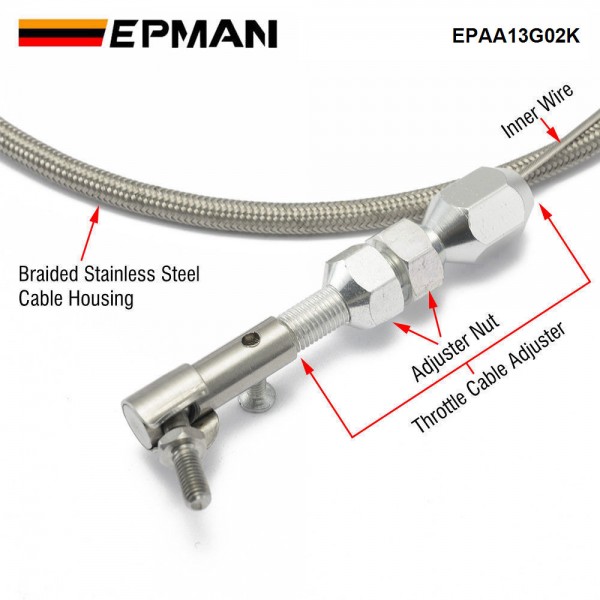 EPMAN 36 Inch Universal Throttle Cable Stainless Steel Braided Throttle Gas Cable Compatible Wire EPAA13G02K EPMAN 36 Inch Universal Throttle Cable Stainless Steel Braided Throttle Gas Cable Compatible Wire EPAA13G02K