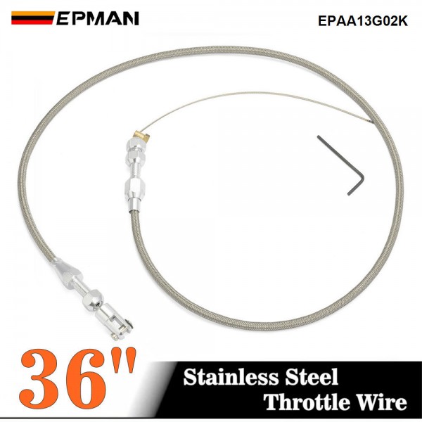 EPMAN 36 Inch Universal Throttle Cable Stainless Steel Braided Throttle Gas Cable Compatible Wire EPAA13G02K