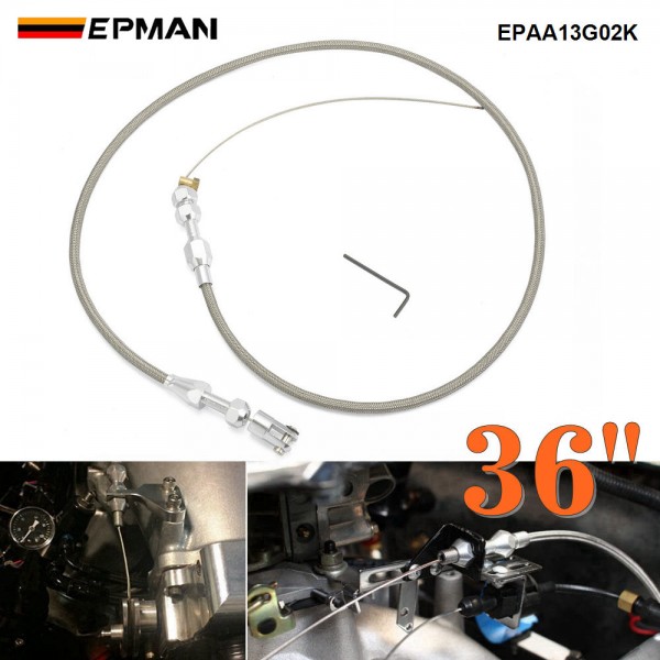 EPMAN 36 Inch Universal Throttle Cable Stainless Steel Braided Throttle Gas Cable Compatible Wire EPAA13G02K
