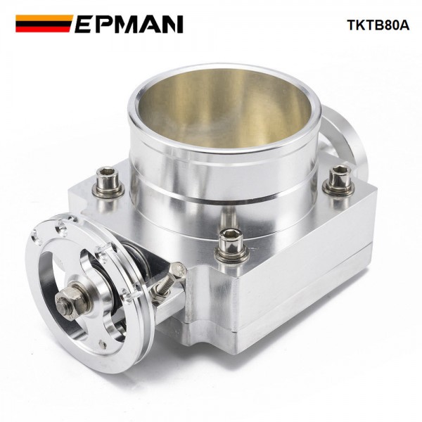 EPMAN New 80mm Throttle Body Silver For RB25/2JZ/EVO 1-6/ Petrol 4.8/Crusier 4.5L Intake Manifold Ect-78mm*78mm TKTB80A