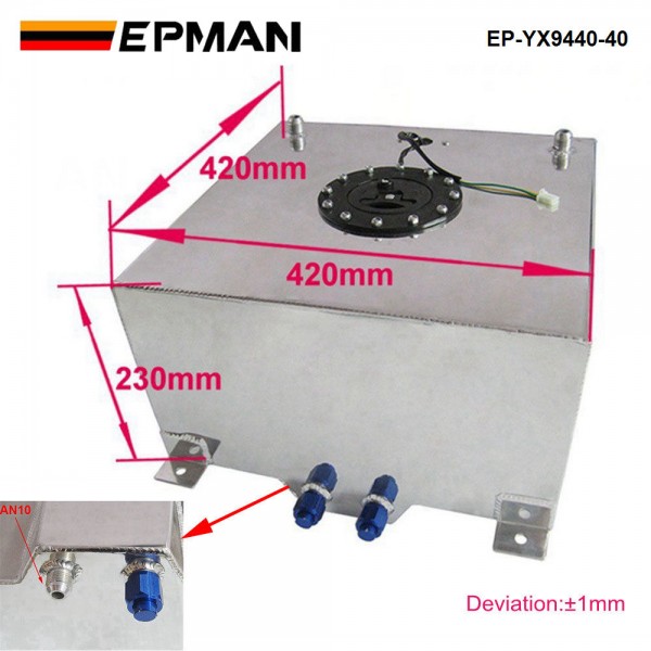 EPMAN Universal Aluminum Fuel Surge Tank System Complete Kit 40 Litre With Sensor EP-YX9440-40