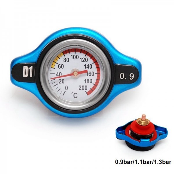 D1 Spec Racing Thermost Radiator Cap Cover + Water Temp gauge (0.9 bar/1.1bar/1.3bar) Universal Small Head