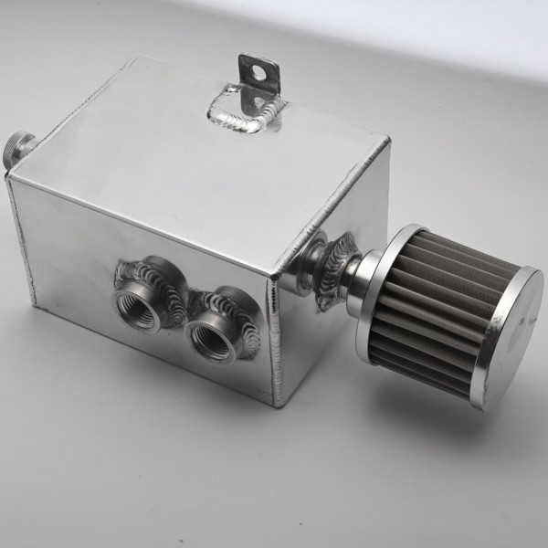 EPMAN 1.6L Aluminum Universal oil catch can tank with breather & drain tap 1.6LT baffled EP-JYH092