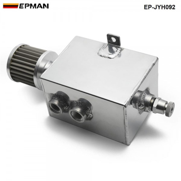 EPMAN 1.6L Aluminum Universal oil catch can tank with breather & drain tap 1.6LT baffled EP-JYH092