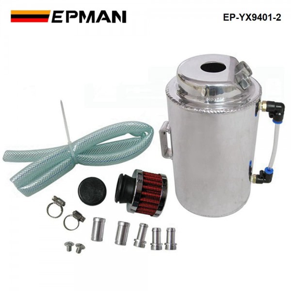 EPMAN Universal 1.5L Aluminium Alloy Oil Catch Can Tank With Breather Filter EP-YX9401-2