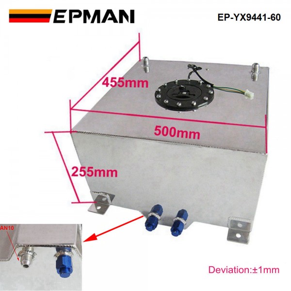 EPMAN Universal Aluminum Fuel Surge Tank System Complete Kit 60 Litre With Sensor EP-YX9441-60