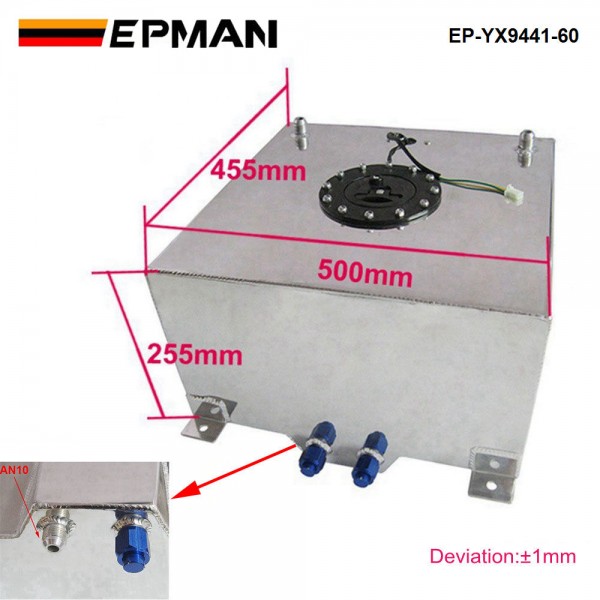EPMAN Universal Aluminum Fuel Surge Tank System Complete Kit 60 Litre With Sensor EP-YX9441-60 EPMAN Universal Aluminum Fuel Surge Tank System Complete Kit 60 Litre With Sensor EP-YX9441-60