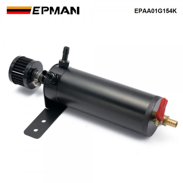 EPMAN Universal Aluminum Oil Catch Can XL +Breather Filter+ Mounting Bracket Kit + Filter 7.50z EPAA01G154K