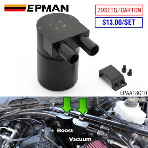 EPMAN 20SETS/CARTON Universal Aluminum Oil Catch Can Reservoir Tank For BMW N54 335 Black ( Vacuum & Boost) EPAA18G10-20T 