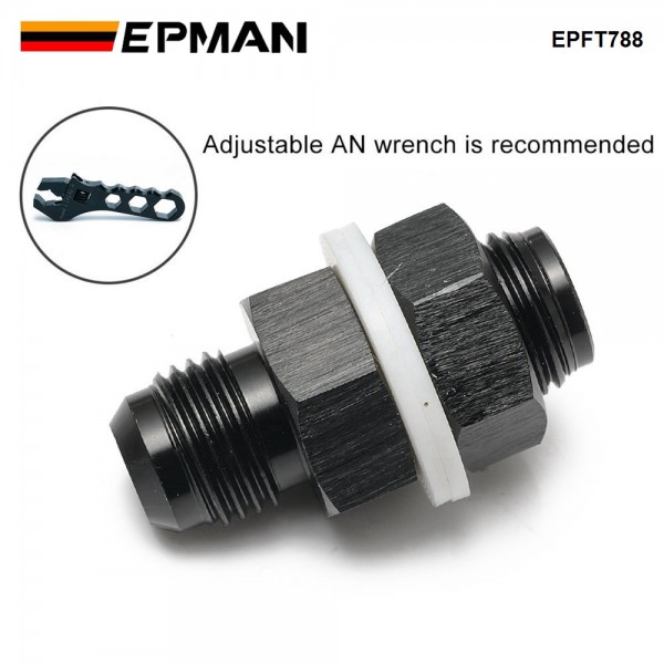 EPMAN AN6 AN8 AN10 Straight Black Aluminum Fuel Cell / Tank Bulkhead Adapter Fitting Locking Nut With Te-fl-on Washer EPFT788 EPMAN AN6 AN8 AN10 Straight Black Aluminum Fuel Cell / Tank Bulkhead Adapter Fitting Locking Nut With Te-fl-on Washer EPFT788