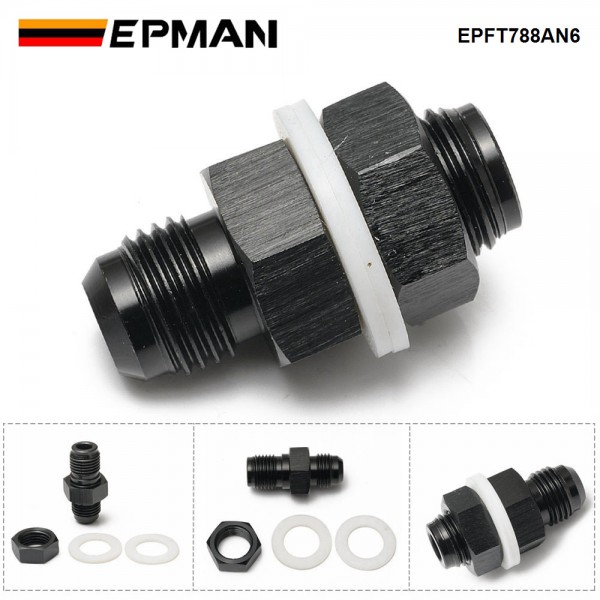EPMAN AN6 AN8 AN10 Straight Black Aluminum Fuel Cell / Tank Bulkhead Adapter Fitting Locking Nut With Te-fl-on Washer EPFT788 EPMAN AN6 AN8 AN10 Straight Black Aluminum Fuel Cell / Tank Bulkhead Adapter Fitting Locking Nut With Te-fl-on Washer EPFT788