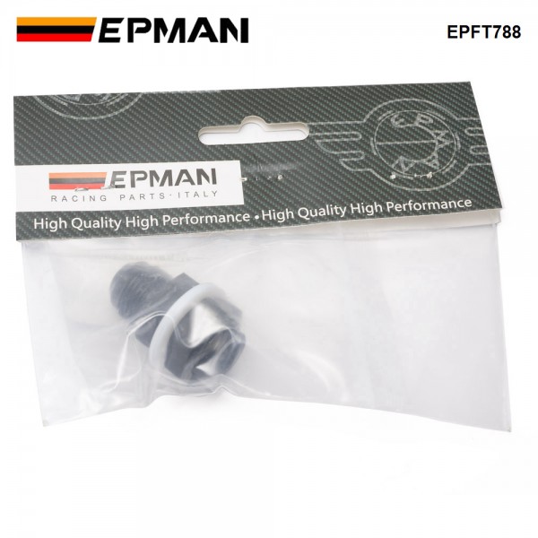 EPMAN AN6 AN8 AN10 Straight Black Aluminum Fuel Cell / Tank Bulkhead Adapter Fitting Locking Nut With Te-fl-on Washer EPFT788