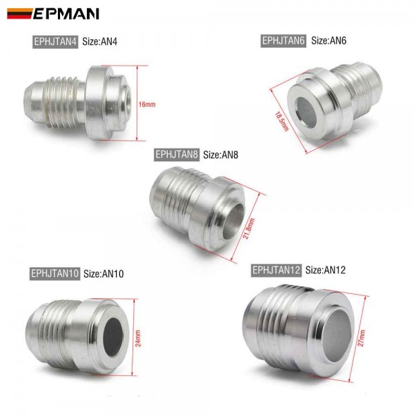 EPMAN 10PCS AN4 AN6 AN8 AN10 AN12 Aluminum Male Weld Bung Thread Weldable Fuel Tank For Swirl pots, Surge tanks, Radiators Fitting 