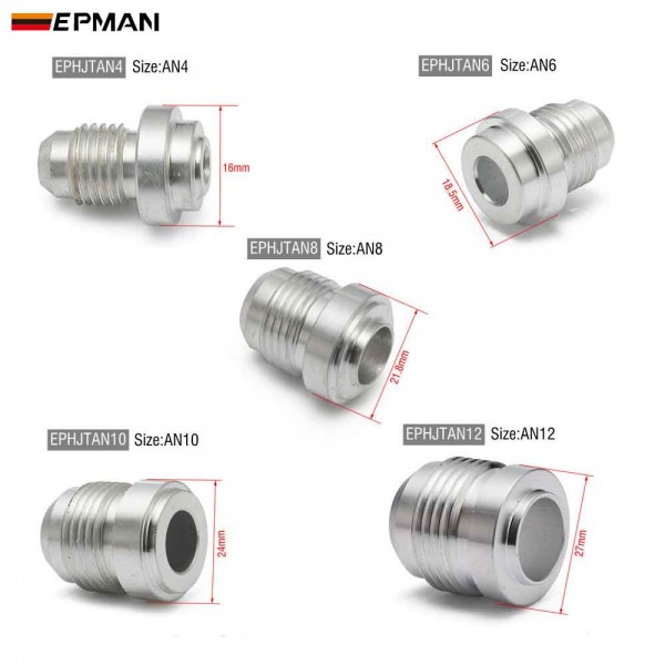 EPMAN 10PCS AN4 AN6 AN8 AN10 AN12 Aluminum Male Weld Bung Thread Weldable Fuel Tank For Swirl pots, Surge tanks, Radiators Fitting EPMAN 10PCS AN4 AN6 AN8 AN10 AN12 Aluminum Male Weld Bung Thread Weldable Fuel Tank For Swirl pots, Surge tanks, Radiators Fitting