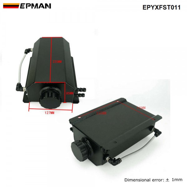 EPMAN Universal 2L Alloy  Engine Oil Fuel Gas Catch Can Breather Tank Bottle Coolant Radiator Overflow Tank EPYXFST011