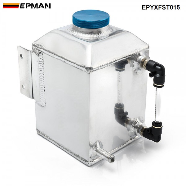 EPMAN Aluminum Square Car Engine Oil Catch Tank Can Reservoir Breather Kit Fuel Surge Tank 1L EPYXFST015