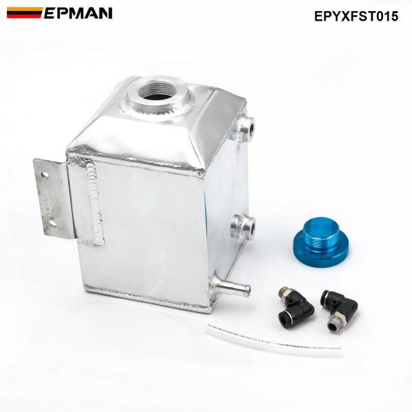 EPMAN Aluminum Square Car Engine Oil Catch Tank Can Reservoir Breather Kit Fuel Surge Tank 1L EPYXFST015