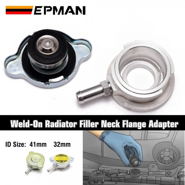 EPMAN Performance Aluminum Weld On Radiator Filler Neck 1.65" ID 41mm or 1.25" 32mm Radiator Inlet With Cap