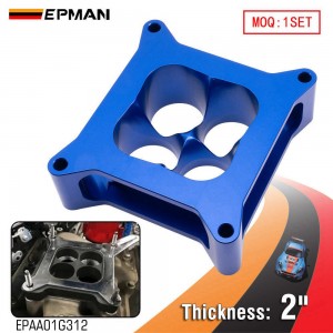 EPMAN 2 inch T6 Aluminum 4150 CNC Machined Carburetor Spacer Square Bore 4 Port EPAA01G312