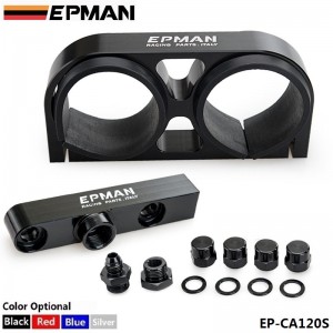 EPMAN - Dual Twin Fuel Pump Bracket Billet Assembly Outlet Manifold for 044 Fuel Pump  EP-CA120S