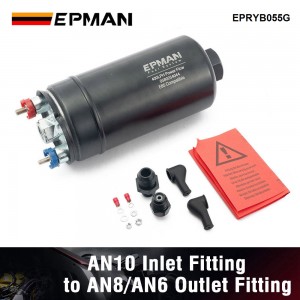 EPMAN 0580254044 High Performance EFI 400LPH Power Flow Inline External Fuel Pump E85 380 Black Short Type Accessories EPRYB055G
