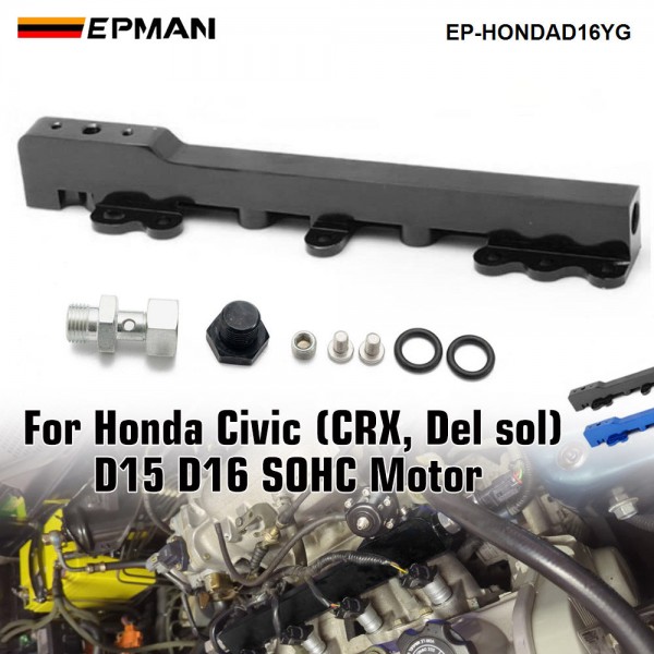 EPMAN Racing-High Quality High Volume aluminum Fuel Rail For Honda D15B7 D15B8 D16A6 D16Z6 EP-HONDAD16YG