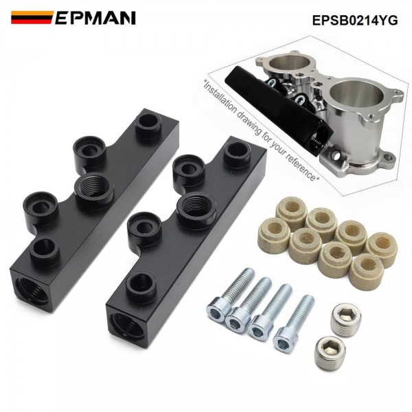 EPMAN Top Feed Fuel Rails Billet Aluminum For Subaru w/ -8 Inlet -6 Return For Subaru WRX STI Fuel System EPSB0214YG
