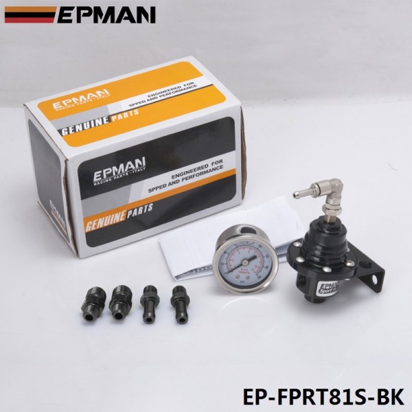 EPMAN Sport Turbo Bypass  Adjustable Fuel Pressure Regulator + Liquid Gauge 0-160 PSI EP-FPRT81S