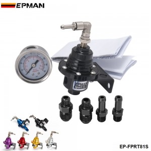 EPMAN Sport Turbo Bypass  Adjustable Fuel Pressure Regulator + Liquid Gauge 0-160 PSI (color:black,blue,gold,silver,purplered) EP-FPRT81S