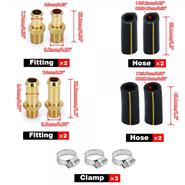 (MOQ:10 SETS) EPMAN Pro Flow Fuel Pressure Regulator Kit Adjustable 1-5 PSI for Engine Carburetor Carb Kit W/ 8mm 10mm Hose Tails EPAA09G01 