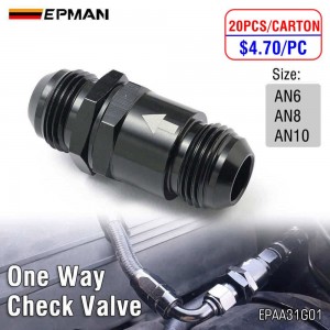 EPMAN 20PCS/CARTON Universal Aluminum One Way Check Valve with Spring AN6 AN8 AN10 Black for Fuel Oil Air System EPAA31G01-20T