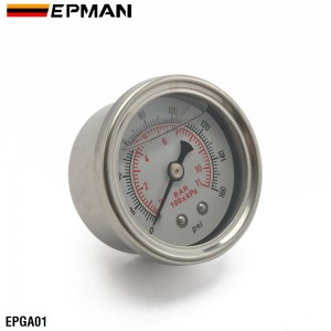 Car Fuel Pressure Regulator Gauge Liquid Fill Fuel/Oil Meter 0-160 PSI EPGA01