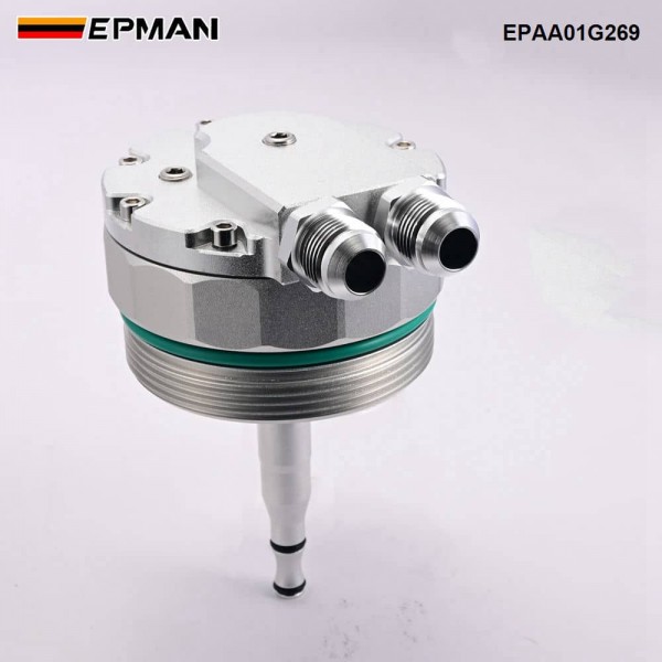 EPMAN CNC Aluminum Oil Filter Lid Cap With Cooler Fitting for BMW M52 M54 E36 E46 E39 E53 E83 Oil Cooler Adapter EPAA01G269