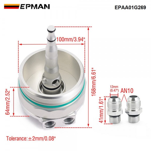 EPMAN CNC Aluminum Oil Filter Lid Cap With Cooler Fitting for BMW M52 M54 E36 E46 E39 E53 E83 Oil Cooler Adapter EPAA01G269