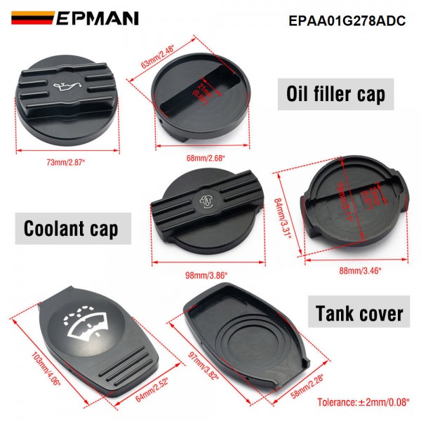 EPMAN Aluminium Universal Oil Caps Tank Cap Reservoir Bottle Cap Fit For VW Fit For CC Fit For Golf 6 Fit For R MK6 Fit For Scirocco Protect Cap EPAA01G278 EPMAN Aluminium Universal Oil Caps Tank Cap Reservoir Bottle Cap Fit For VW Fit For CC Fit For Golf 6 Fit For R MK6 Fit For Scirocco Protect Cap EPAA01G278