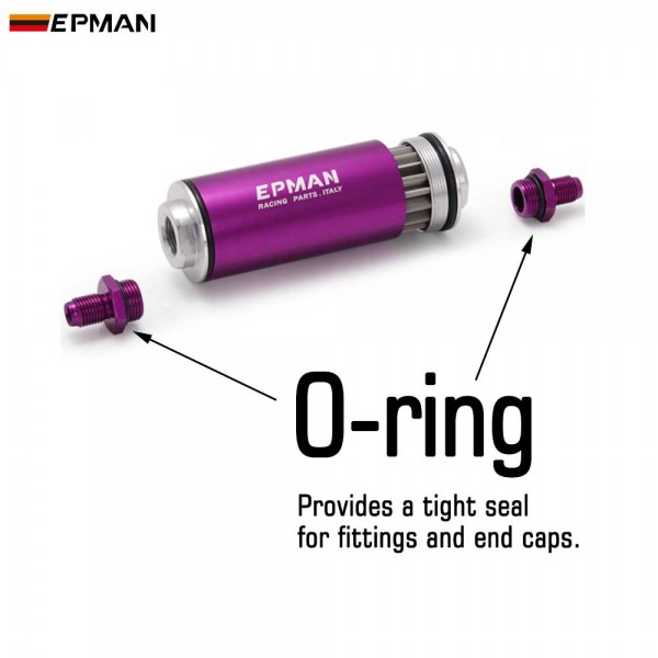 EPMAN Inline Fuel Filter 100 Micron 6AN 8AN 10AN Adapter OD:8.6mm Fittings Universal